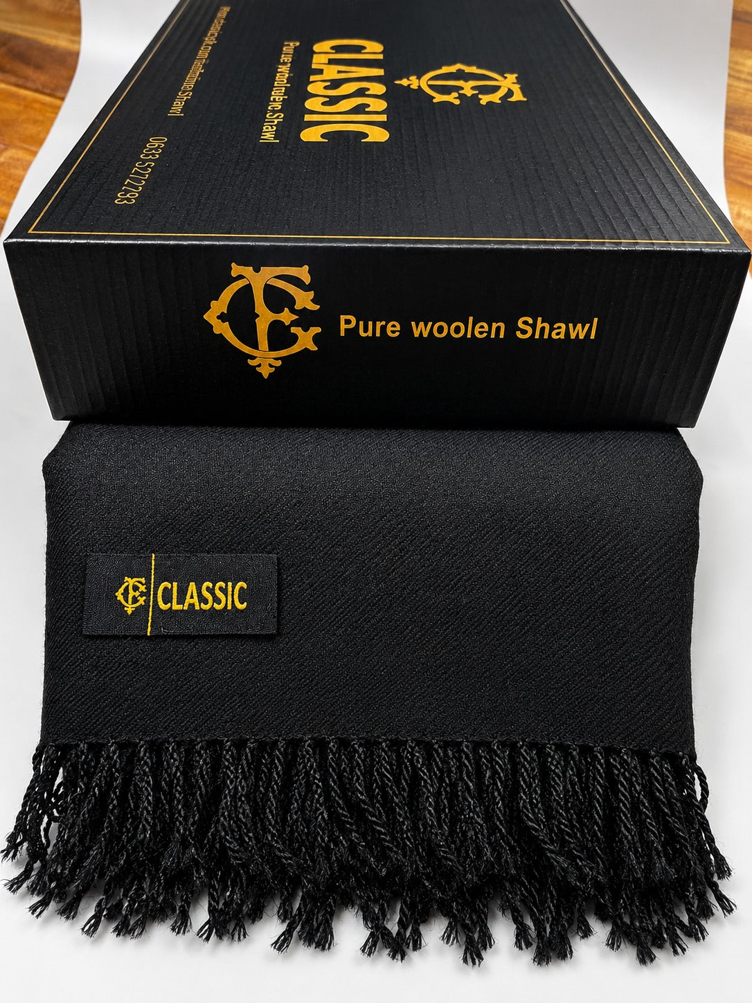 Premium Australian Lamb Wool Shawl – Plain Black