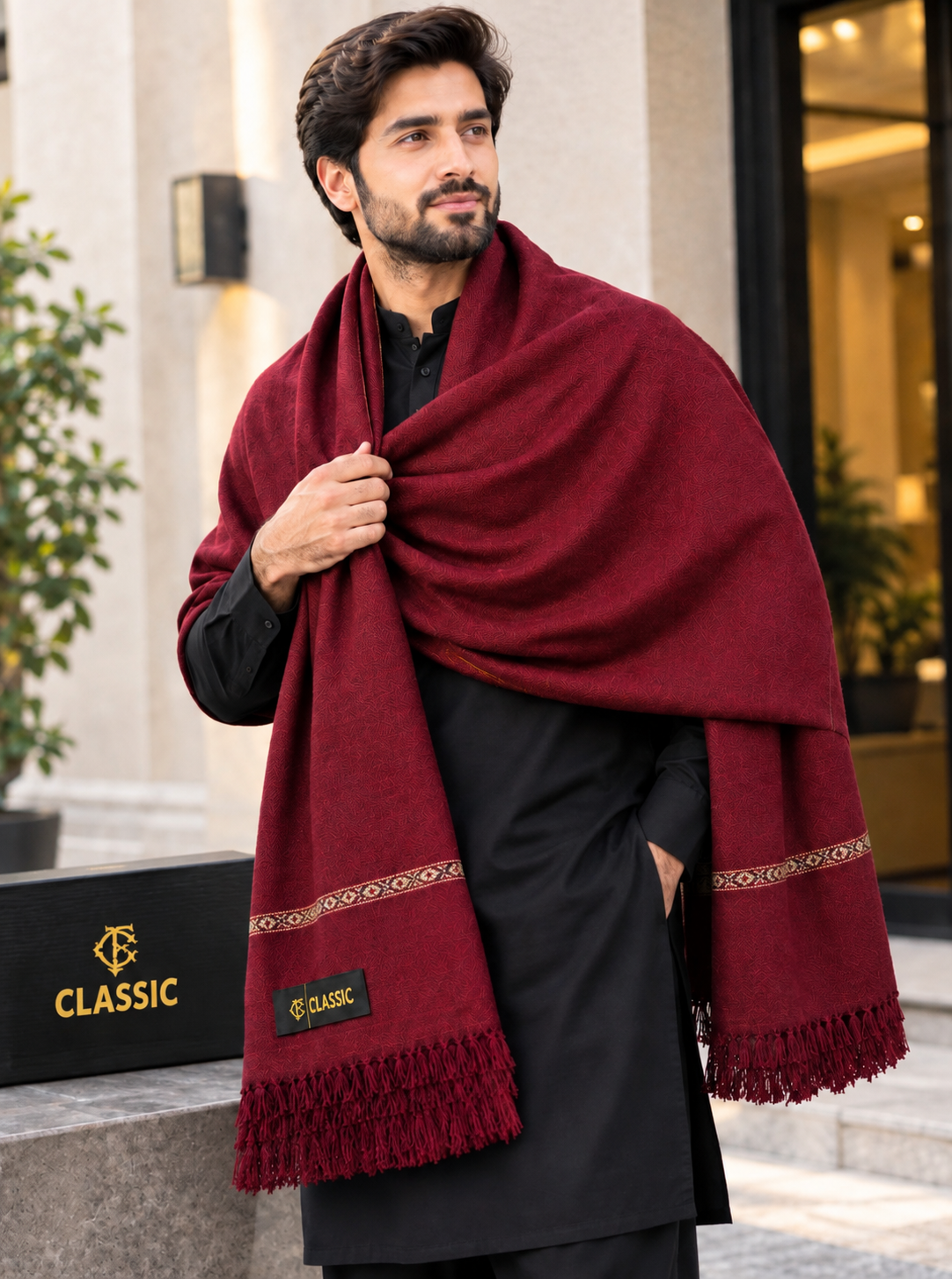 premium Mahroon Angora Shawl